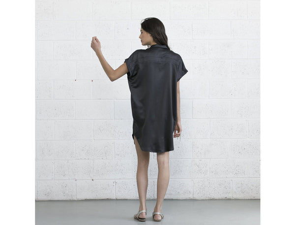Double Placket Dress - Dark Grey