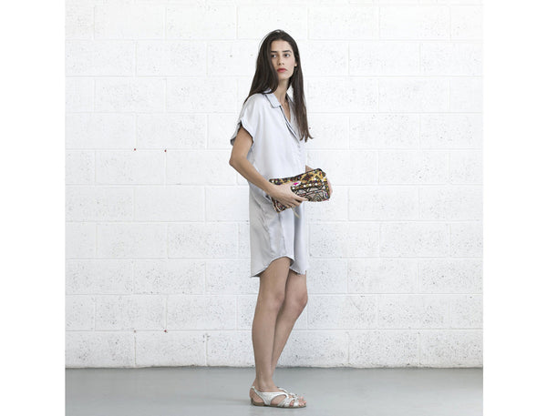 Double Placket Dress - Light Grey