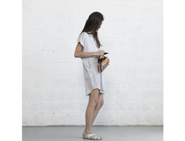 Double Placket Dress - Light Grey