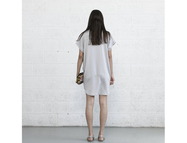 Double Placket Dress - Light Grey