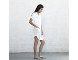 Double Placket Dress - White