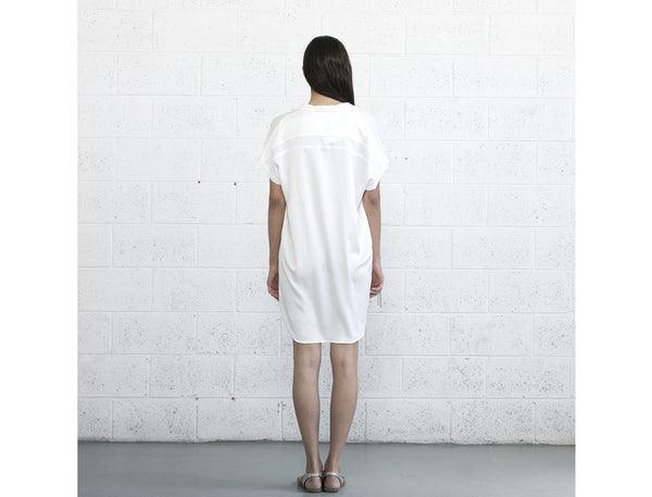 Double Placket Dress - White