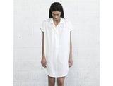 Double Placket Dress - White