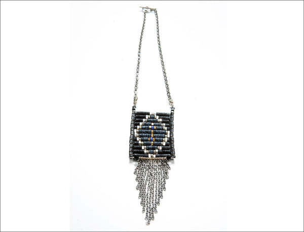 BLACK Collection Double Black & Silver Native Pendant Necklace