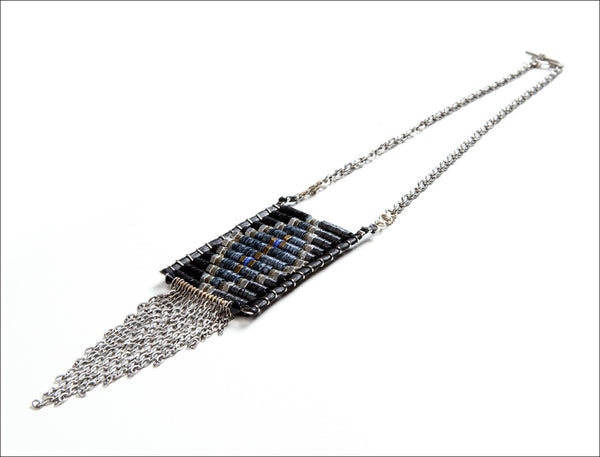 BLACK Collection Double Black & Silver Native Pendant Necklace