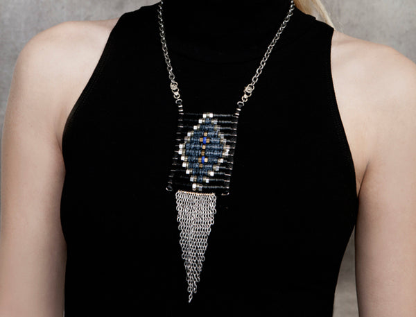 BLACK Collection Double Black & Silver Native Pendant Necklace