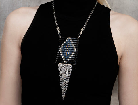 BLACK Collection Double Black & Silver Native Pendant Necklace