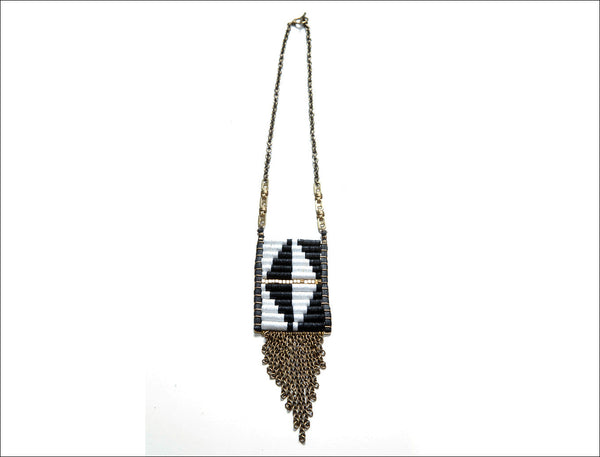 BLACK Collection Double Black & White Native Pendant Necklace