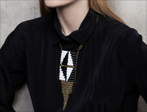 BLACK Collection Double Black & White Native Pendant Necklace