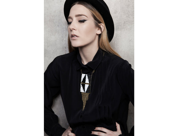 BLACK Collection Double Black & White Native Pendant Necklace