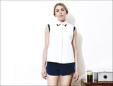 Double Collar Sleeveless Shirt