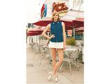 Double Collar Sleeveless Shirt