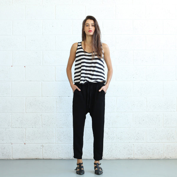 Drop Crotch Pants, Black Naftul