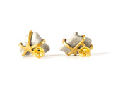 Gudrun Gold Rock Stud Earrings - Cream Dream Saloukee