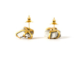 Gudrun Gold Rock Stud Earrings - Cream Dream Saloukee