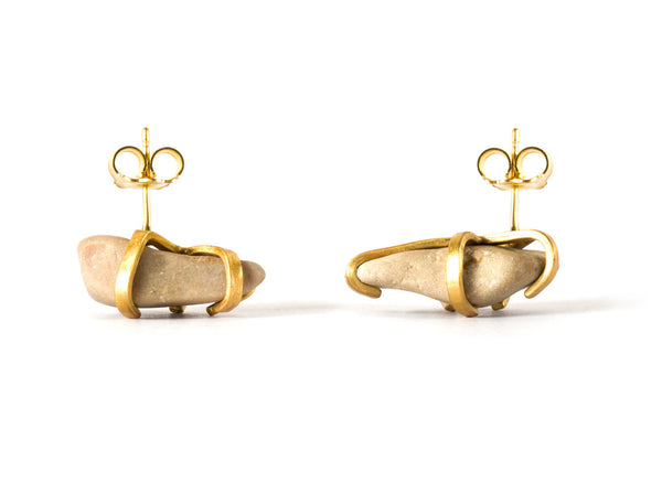 Gudrun Gold Rock Stud Earrings - Rough Diamond Saloukee