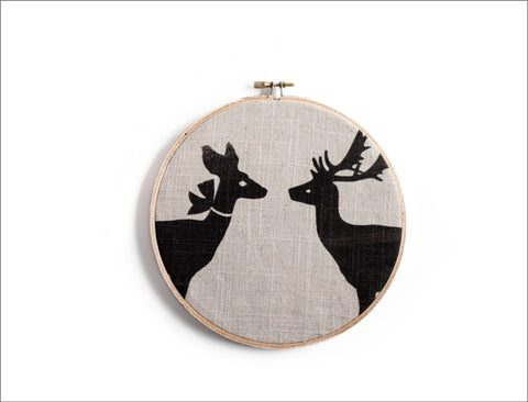 Handmade Hoop Art: Deer and Doe