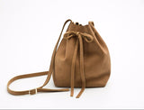 BROWN LEATHER BUCKET BAG