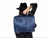 Blue Leather Satchel Bag