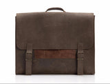 Grey and Brown Leather Satchel Bag