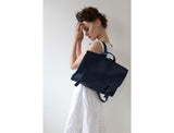 Blue Leather Satchel Bag