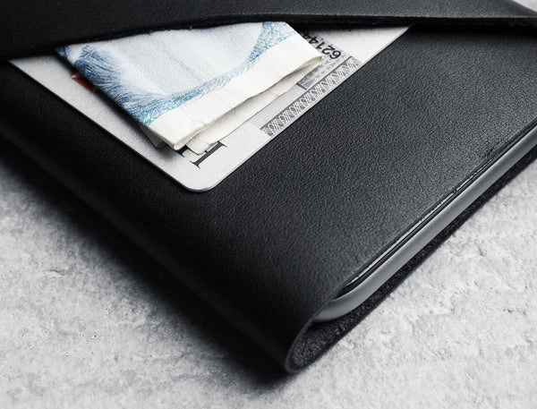 Leather Wallet Sleeve for iPhone 6 - Black