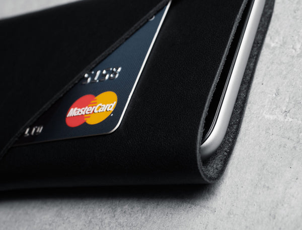 Leather Wallet Sleeve for iPhone 6 - Black
