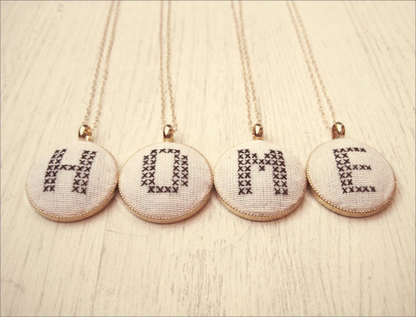 Hand-Stitched Initials Necklace