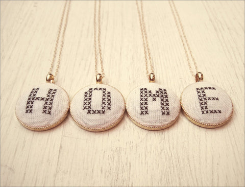 Hand-Stitched Initials Necklace