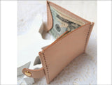 Handstitched Personalized Leather Money Clip Wallet