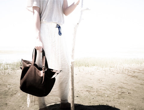 12 Juillet Noon - Medium Leather Tote Bag (Dark Brown)