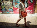 12 Juillet Noon - Medium Leather Tote Bag (Orange)