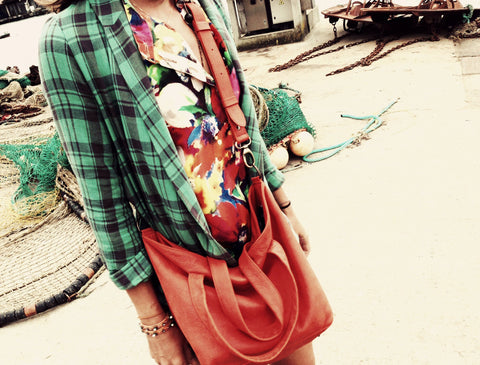 12 Juillet Noon - Medium Leather Tote Bag (Orange)