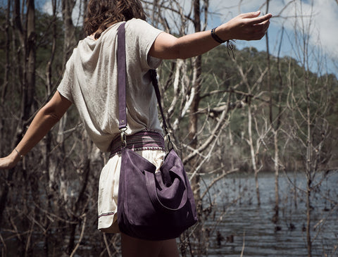 12 Juillet Noon - Medium Leather Tote Bag (Plum)