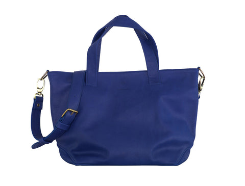 12 Juillet Noon - Medium Leather Tote Bag (Royal Blue)