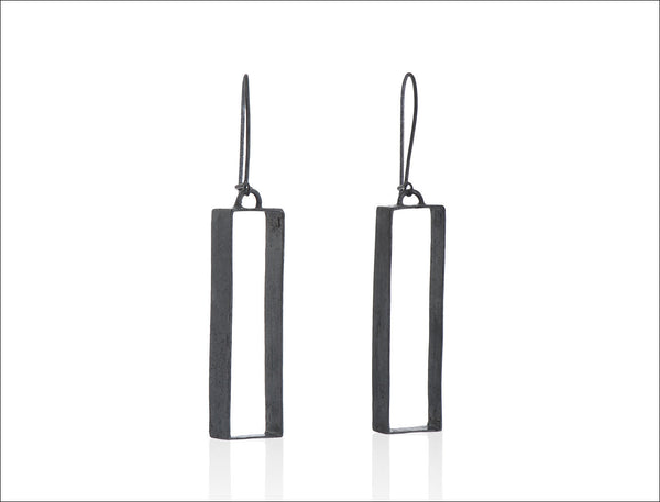 Black Rectangle Earrings