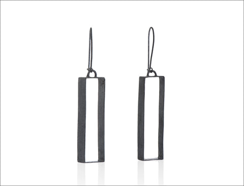 Black Rectangle Earrings