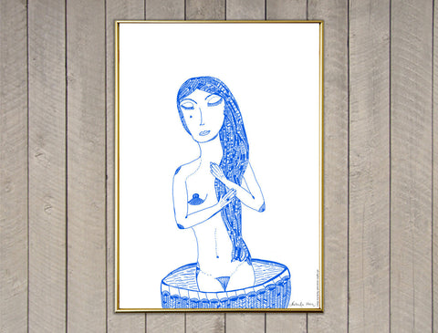 "Blue Woman Having a Bath" Screen Print