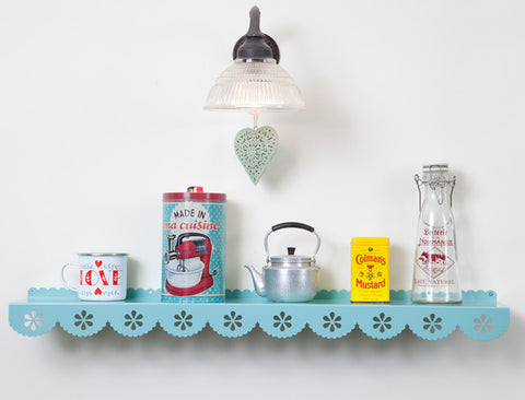 Long Blue Lace Shelf