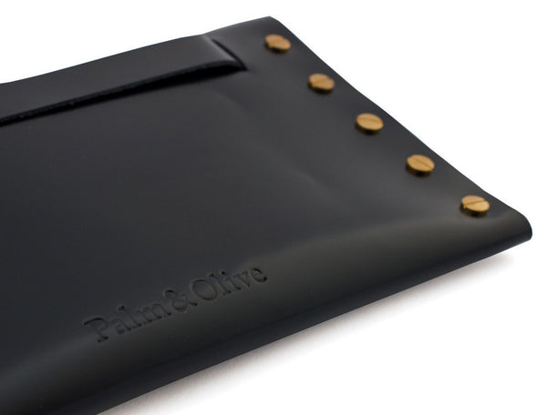 Leather Clutch Palm & Olive
