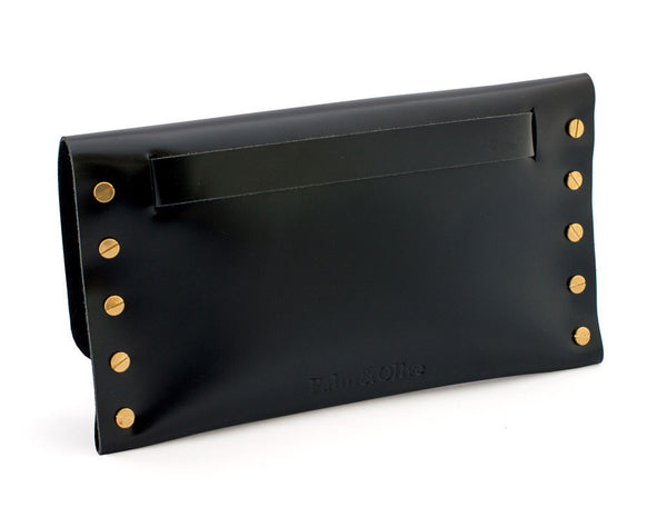 Leather Clutch Palm & Olive