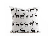 Handmade Black & White Deer Pillow Cover