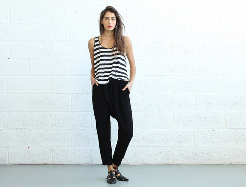 Drop Crotch Pants, Black