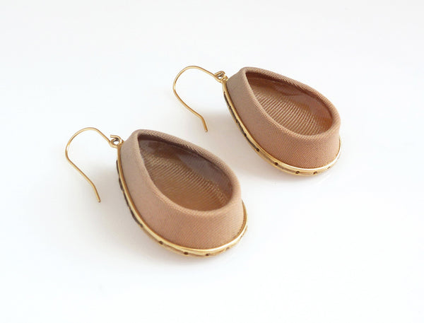 Drop Earrings Sewn to Metal
