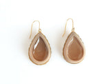 Drop Earrings Sewn to Metal