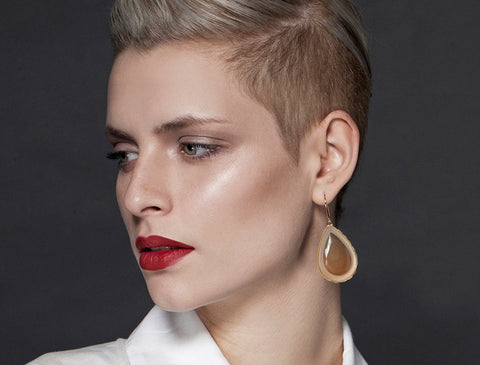 Drop Earrings Sewn to Metal