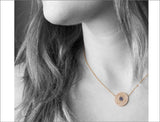18K Yellow Gold Evil Eye Necklace With Diamonds and Blue Sapphires
