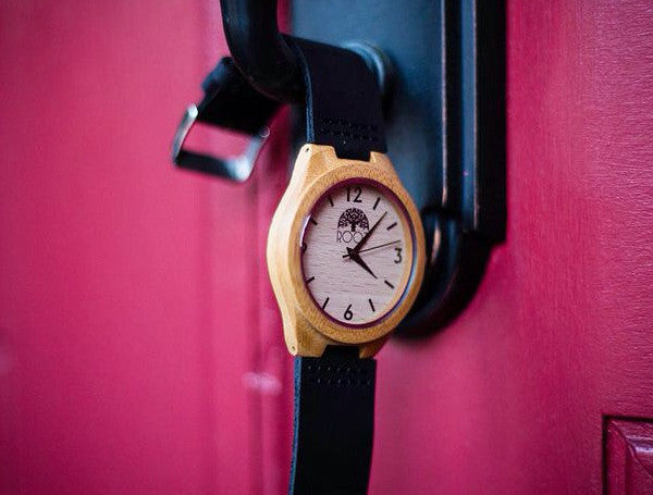 Bamboo Watch - Black Leather