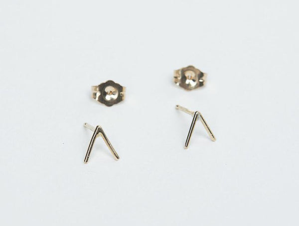 14 Karat Solid Gold V Earrings