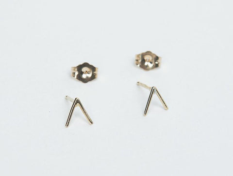 14 Karat Solid Gold V Earrings